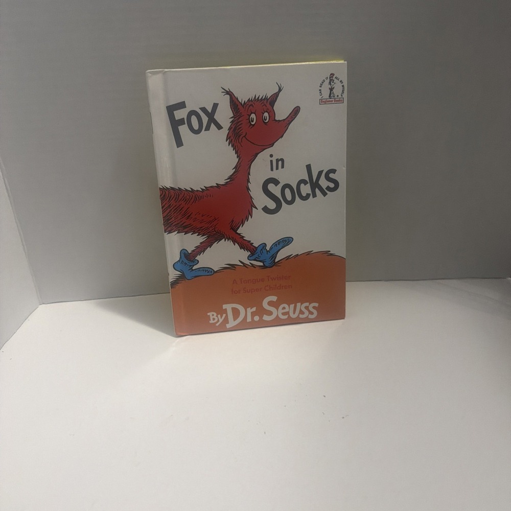 Fox in Socks Dr. Seuss Beginner Books Hardcover Tongue Twisters Childrens Book
